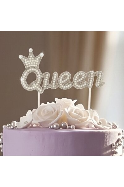 Gift Design Topper pentru tort Regina cu perle argintii