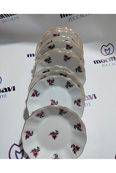 Porland Porselen Gülri̇z Bordo 11 cm 12 Pieces Tea Plate