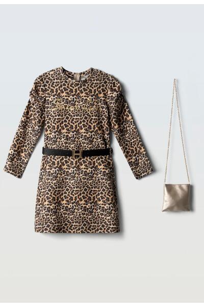 Evita Φόρεμα με ζώνη και τσαντάκι κορίτσι EBITA 267068 "Animal print" μπεζ