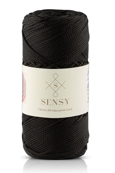 SENSY 1.5 Mm - 100 gr Polyester Macrame Thread Black 150 M Polyester Macrame ...