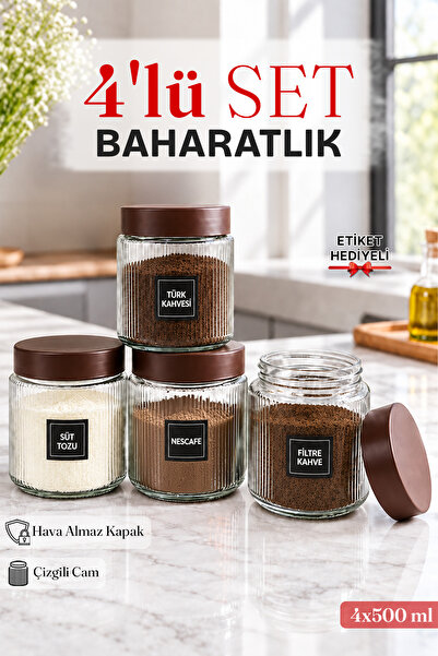 naturelove 4'Lü Ahşap Vakumlu Kapaklı Filtre Kahve, Türk Kahvesi, Nescafe, Sü...