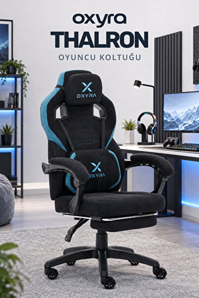 OXYRA Thalron Ergonomik Premium Terletmez Kumaş | Bel Masaj Destekli Oyuncu K...