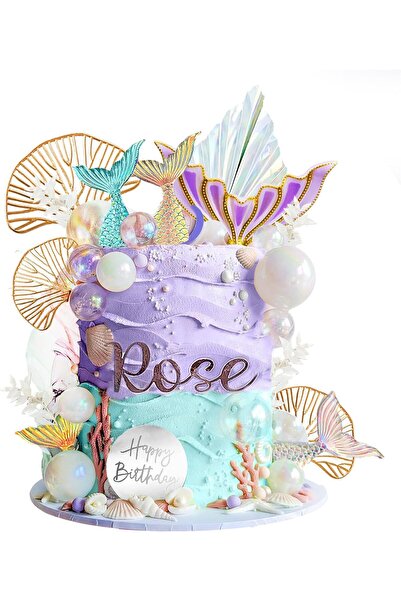 Choice Style 1 Mermaid Tail Cake Toppers White Pearl Balls for Birthday Under...