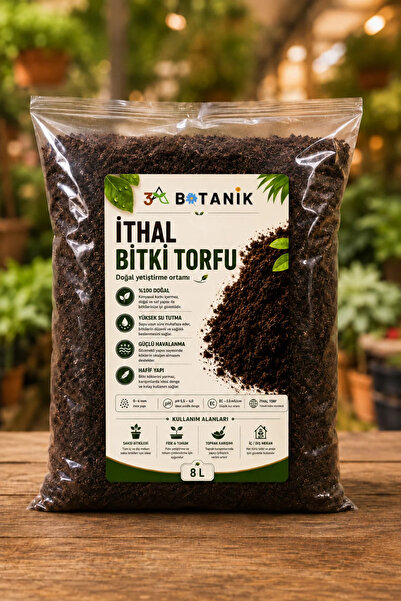 3A BOTANİK İthal Bitki Torfu 8 Litre, Doğal Saksı ve Bitki Yetiştirme Torfu, ...
