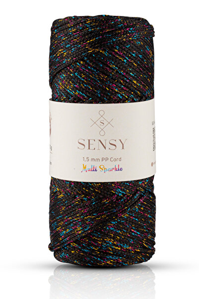 SENSY Multi Sparkle Glitter Multicolored Thread 100 Gr Polyester Macrame Thre...