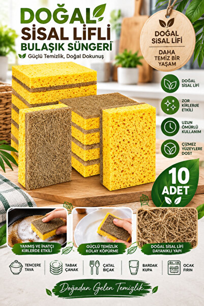 grimorlife Set of 10 Economical Fiber Dishwashing Sponges – Non-Scratch Surfa...