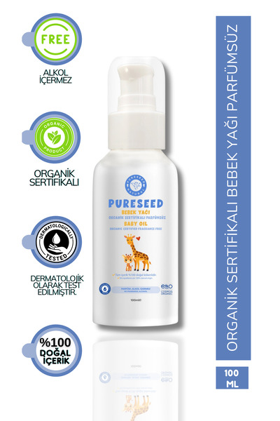 PURESEED NATURAL Organik Sertifikalı Bebek Yağı Parfümsüz - 100 ml