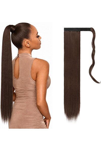 Estelle Long Straight Ponytail Extension Wrap Around Off Black Synthetic Hair...
