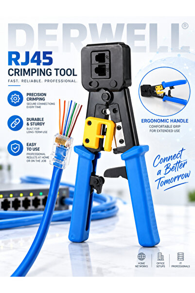 Derwell Yeni Nesil Rj45 Pense Rj12 R J45 Sıkma Makaslı Network Ağ Pense Ez Rj...