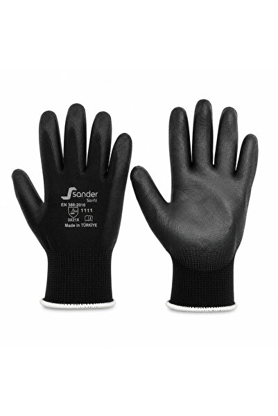 SS HOME CONCEPT 10 Pieces No 9 Medium Black - White Nitrile Work Gloves