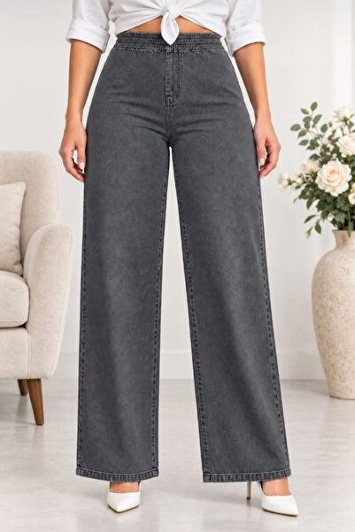 CEDY DENIM - Large Size Lycra Fabric Pocketless Elastic Waist Palazzo Trouser...