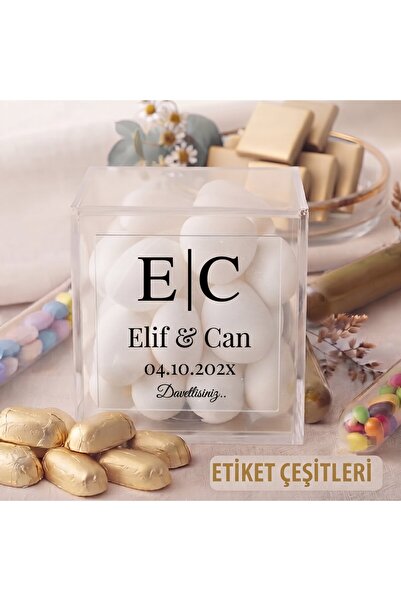 Şeffaf Yuvarlak Sticker (etiket) 50 Adet 4*4 Cm Söz - Nişan - Düğün - Kına - Özel Kesimli Etiket