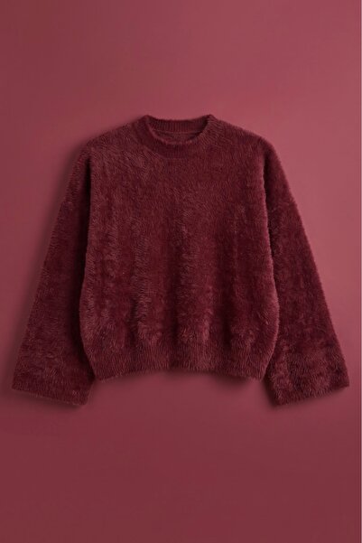 Aurenza Vellori Women's Crew Neck Wide Sleeve Bearded Soft Sweater