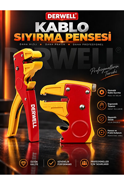 Derwell 0.2-6mm Kablo Tel Soyucu Kablo Soyma Pensesi Kablo Sıyırıcı Crimper S...