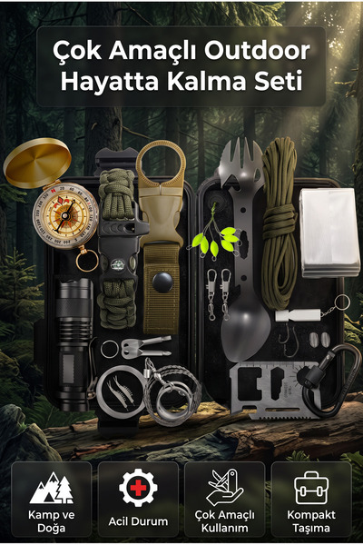 MAKAMP 13 Parça Acil Durum Survival Set Kamp ve Outdoor Hayatta Kalma Seti