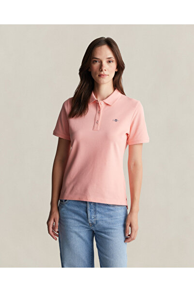 Gant Kadın Pembe Regular Fit Logolu Polo Yaka T-Shirt