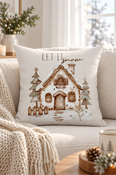 Evmila غطاء وسادة مخملي مطبوع رقميًا على الوجهين بتصميم Let It Snow - 43x43 سم
