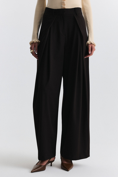 Antioch Dark Brown Pleated Women's Trousers