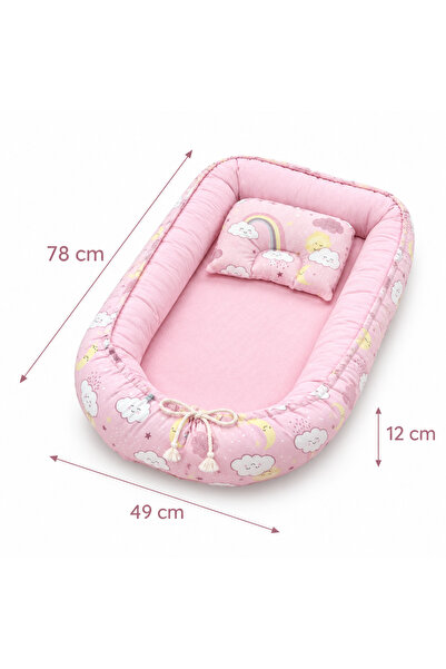 Al Fajr Babys طقم سرير أطفال Dreamer Baby Nest مكون من قطعتين، مزين بطبعة غيوم قوس قزح وأقمشة عالية الجودة
