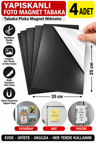 Dünya Magnet 4 Adet Yapışkanlı Foto Magnet Tabaka 20 X 25 Cm, Tabaka Plaka Ma...