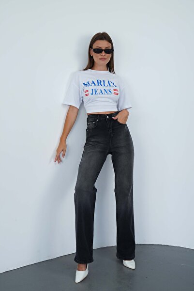 MARLİX Pantaloni tip palazzo, talie înaltă, wide leg, material elastic, tip B...