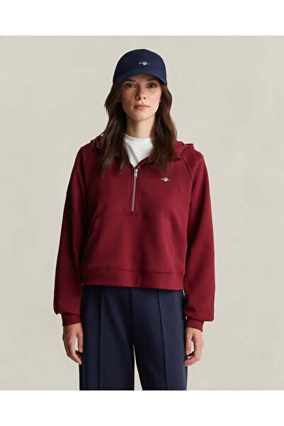 Gant Kadın Kırmızı Regular Fit Kapüşonlu Sweatshirt