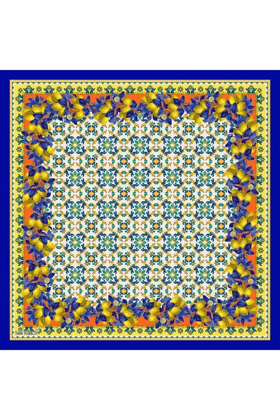 SilkTouch Cobalt Blue Sicily Street Pattern Scarf Handkerchief