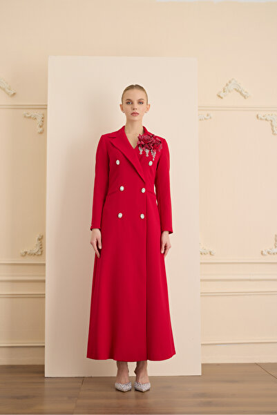 SENNA ROSE STONE DRESS Kırmızı