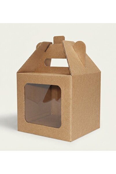 Aspak Kağıtçılık Ambalaj 13x13x12 cm Kraft Asetat Pencereli Karton Kutu– Hedi...