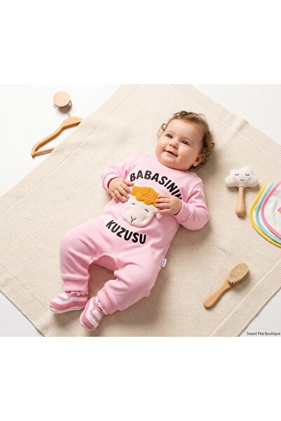 mandalinsbaby Babasının Kuzusu Yazılı Kız Bebek Tulum