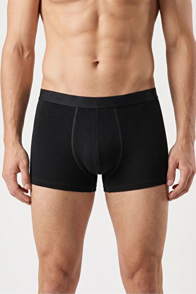 OBJE Erkek Siyah Penye Modal Kısa Boxer