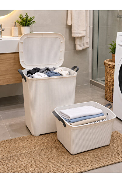 Citim Stil Set Kirli Çamaşır Sepeti 40 Litre 48x34,5x40 cm ve Selesi 20 Litre...
