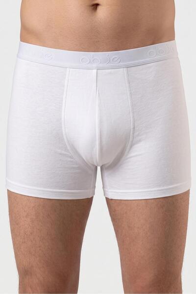 OBJE Beyaz Modal Dıştan Lastik Kısa Erkek Boxer