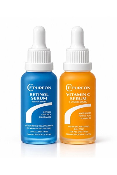 Leke Karşıtı, Cilt Yenileyici, Aydınlatıcı Bakım 2’li Set Retinol Serum + Vitamin C Serum