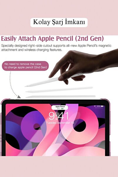 Fuchsia iPad Air 11 inç 2024 6. Nesil M2 Çip Uyumlu Kalem Bölmeli Akıllı Smar...