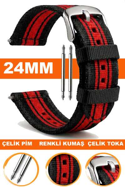 COBRA 24mm Saatlerle Uyumlu Nato Kumaş Teksil Saat Kordonu Kayışı F32GR