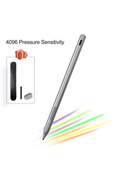 Weikdury قلم ستايلس فضي لأجهزة سيرفس مع شحن USB-C، 4096 مستوى حساسية، متوافق ...