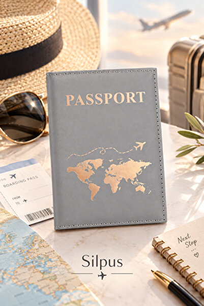 Silpus Single Leather Passport Cover Gray