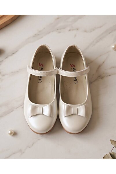 AKTAŞ ORTOPEDİ Girl's Bow Tie Pearl Pearl Patent Leather Orthopedic Ballerina...