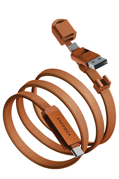 Energea Sheath Travel 1.2M 60W 2in1 Type-C to Type-C ve USB-A Hızlı Şarj Kablo - Turuncu