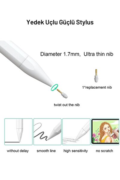 Fuchsia Apple Ipad Pro / Air Için Avuç Içi Algılamayan Stylus Pen