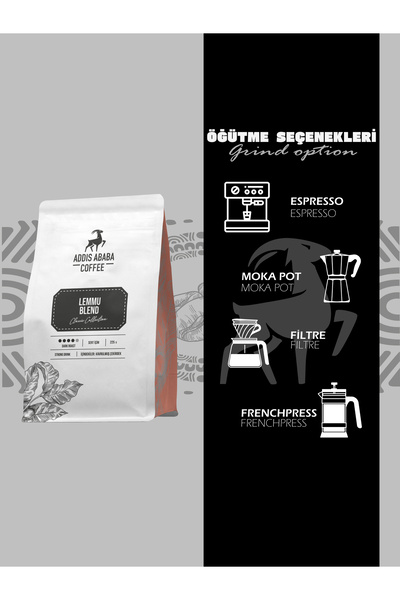 Addis Ababa Coffee خلطة ليمو - قهوة محمصة داكنة - قهوة إسبريسو - 225 جرام. × 4 قطع