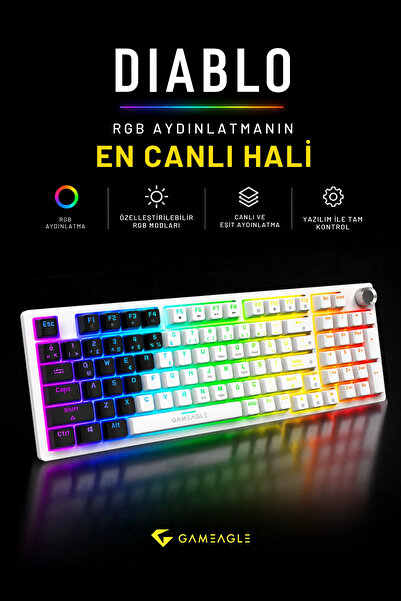 gameagle Diablo RGB Mekanik Oyuncu Klavyesi Red Switch 97 Tuş Full Anti-Ghost...