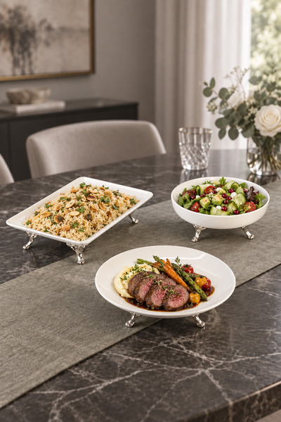 MAY HOME 3 Parça Porselen Lüks Tabak Kase Seti & Salata Yemek Meze Servisliği