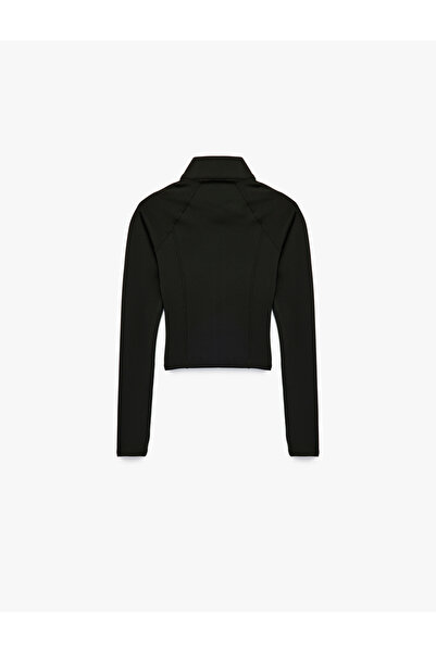 Koton Slim Fit Uzun Reglan Kollu Dikiş Detaylı Fermuarlı Spor Sweatshirt