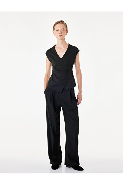 Koton Slim Fit V-Neck Double-Breasted Vest with Metal Accessories