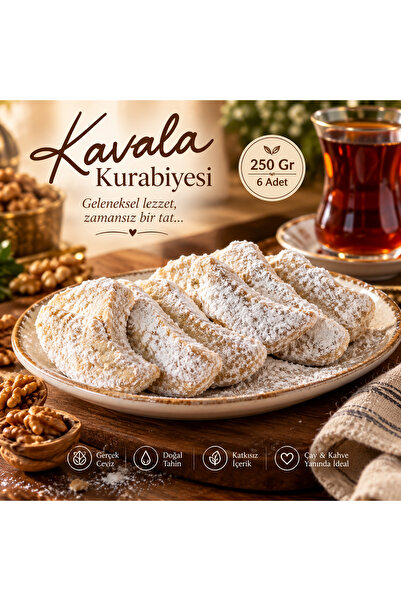 Kavala Kurabiyesi 250 Gr | Bademli Geleneksel Türk Kurabiyesi | Çay Kahve Yanı Kurabiye