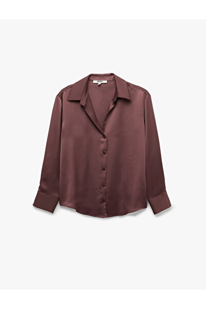 Koton Regular Fit Long Sleeve Buttoned Classic Collar Satin Shirt