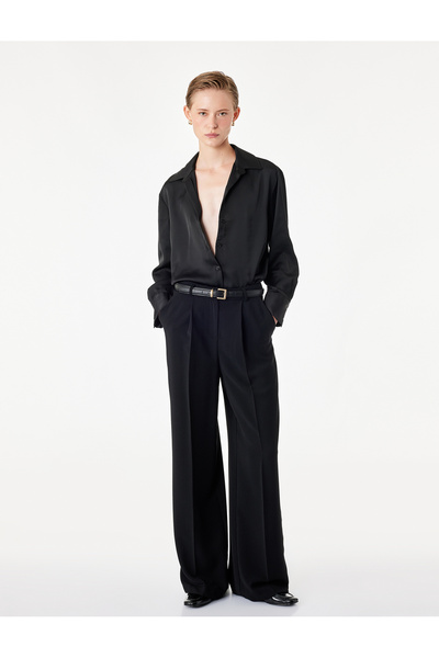 Koton Regular Fit Long Sleeve Buttoned Classic Collar Satin Shirt