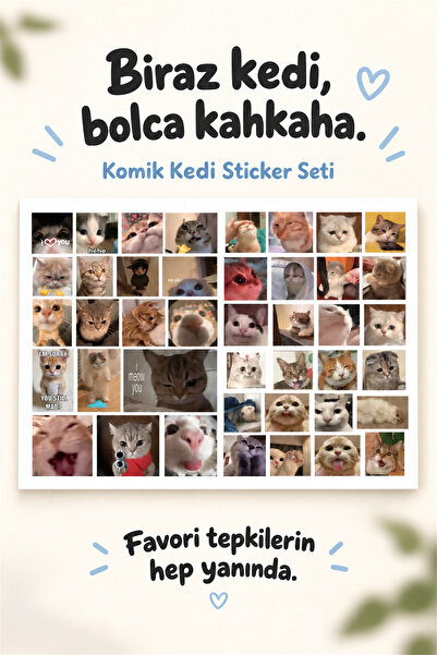 Hanelia Art Kedi Sticker Seti 42 Adet – Sevimli Kedi Çıkartmaları | Laptop, D...